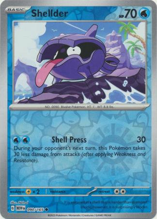 Scarlet & Violet 151 Reverse Holo Singles :   090/165 - Shellder - Common Reverse Holo