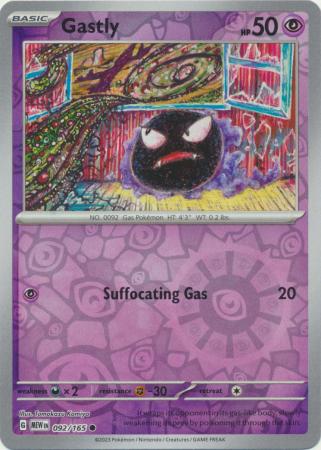 Scarlet & Violet 151 Reverse Holo Singles :  092/165 - Gastly - Common Reverse Holo