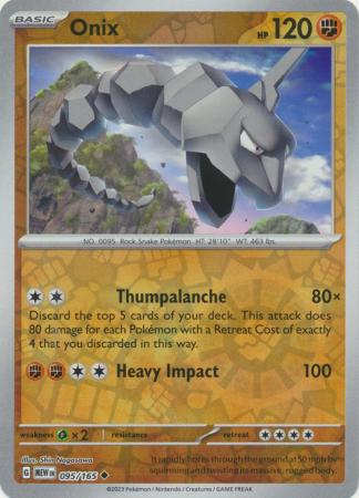 Scarlet & Violet 151 Reverse Holo Singles :  095/165 - Onix - Uncommon Reverse Holo