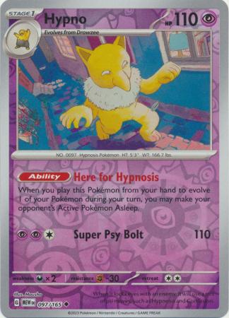 Scarlet & Violet 151 Reverse Holo Singles :  097/165 -  Hypno - Uncommon Reverse Holo