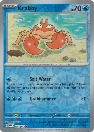 Scarlet & Violet 151 Reverse Holo Singles :  098/165 - Krabby -  Common Reverse Holo