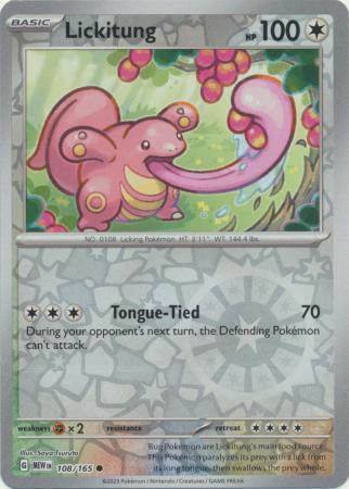 Scarlet & Violet 151 Reverse Holo Singles :  108/165 -Lickitung -  Common Reverse Holo