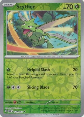 Scarlet & Violet 151 Reverse Holo Singles : 123/165 - Scyther - Uncommon Reverse Holo