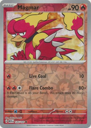 Scarlet & Violet 151 Reverse Holo Singles : 126/165 - Magmar - Common Reverse Holo