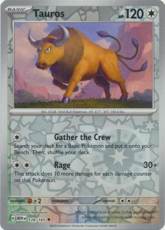 Scarlet & Violet 151 Reverse Holo Singles : 128/165 - Tauros -  Uncommon Reverse Holo