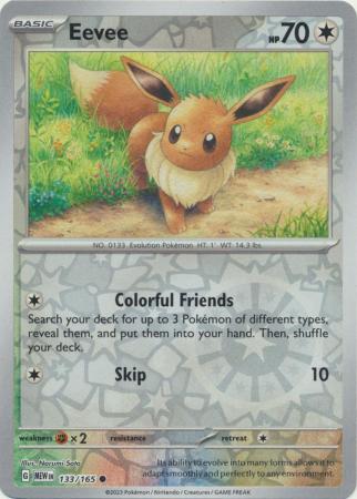 Scarlet & Violet 151 Reverse Holo Singles : 133/165 - Eevee -  Common Reverse Holo