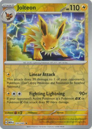 Scarlet & Violet 151 Reverse Holo Singles : 135/165 - Jolteon - Holo Rare Reverse Holo