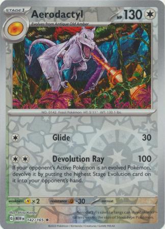 Scarlet & Violet 151 Reverse Holo Singles : 142/165 - Aerodactyl -  Holo Rare Reverse Holo