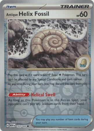 Scarlet & Violet 151 Reverse Holo Singles :  153/165 - Antique Helix Fossil -  Common Reverse Holo