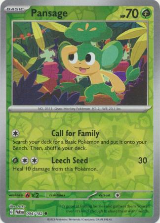 Scarlet & Violet Paradox Rift : 004/182 - Pansage - Common Reverse Holo