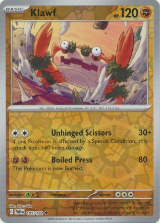 Scarlet & Violet Paradox Rift : 105/182 - Klawf - Uncommon Reverse Holo
