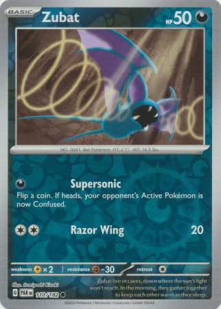 Scarlet & Violet Paradox Rift : 110/182 - Zubat - Common Reverse Holo