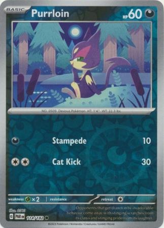Scarlet & Violet Paradox Rift : 114/182 - Purrloin - Common Reverse Holo