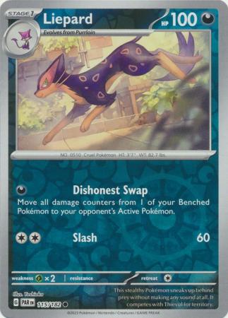 Scarlet & Violet Paradox Rift : 115/182 - Liepard - Common Reverse Holo