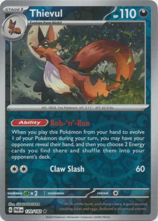 Scarlet & Violet Paradox Rift : 120/182 - Thievul - Holo Rare Reverse Holo