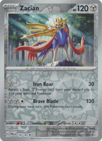 Scarlet & Violet Paradox Rift : 136/182 - Zacian - Holo Rare Reverse Holo