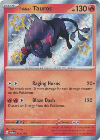 Scarlet & Violet: Paldean Fates : 111/091 - Paldean Tauros - Shiny Rare