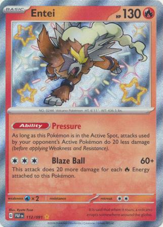 Scarlet & Violet: Paldean Fates :  112/091 - Entei - Shiny Rare