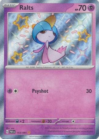 Scarlet & Violet: Paldean Fates : 153/091 - Ralts - Shiny Rare