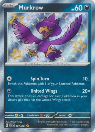 Scarlet & Violet: Paldean Fates : 181/091 - Murkrow - Shiny Rare