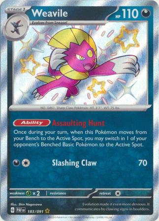 Scarlet & Violet: Paldean Fates : 183/091 - Weavile - Shiny Rare