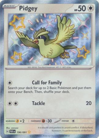 Scarlet & Violet: Paldean Fates : 196/091 - Pidgey - Shiny Rare