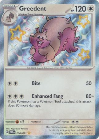 Scarlet & Violet: Paldean Fates : 206/091 - Greedent - Shiny Rare