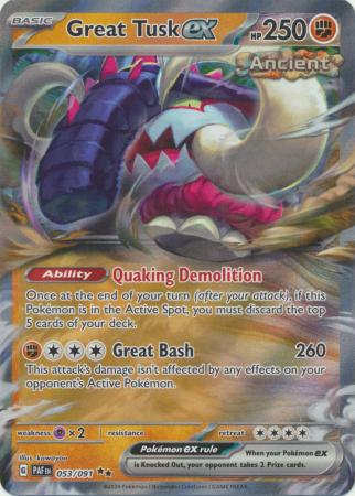 Scarlet & Violet: Paldean Fates : 053/091 - Great Tusk ex - Ultra Rare