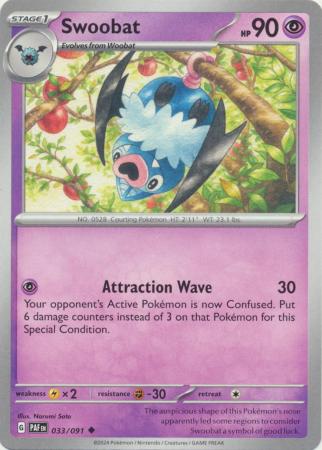 Scarlet & Violet: Paldean Fates : 033/091 - Swoobat - Uncommon
