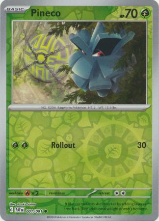 Scarlet & Violet: Paldean Fates : 001/091 - Pineco - Common Reverse Holo