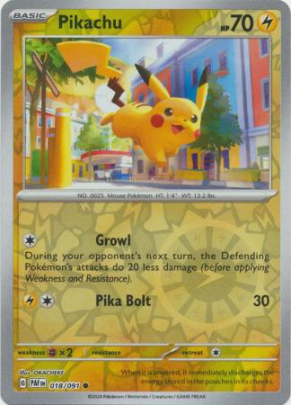 Scarlet & Violet: Paldean Fates : 018/091 - Pikachu - Common Reverse Holo