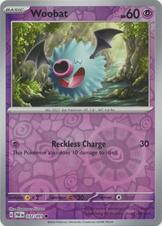 Scarlet & Violet: Paldean Fates : 032/091 - Woobat - Common Reverse Holo