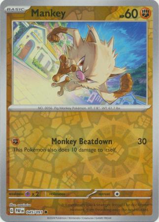 Scarlet & Violet: Paldean Fates : 045/091 - Mankey - Common Reverse Holo