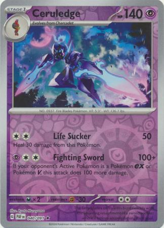 Scarlet & Violet: Paldean Fates : 040/091 - Ceruledge - Holo Rare Reverse Holo