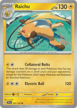 Scarlet & Violet: Temporal Forces: 052/162 - Raichu - Common