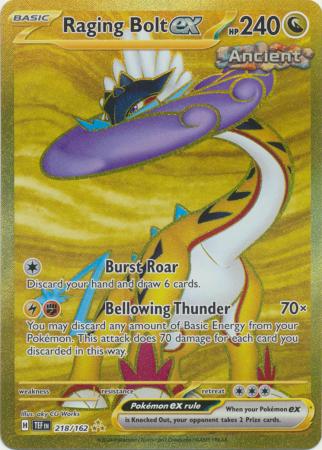 Scarlet & Violet: Temporal Forces: 218/162 - Raging Bolt ex - Gold Secret Rare