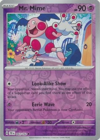 Scarlet & Violet: Temporal Forces: 063/162 - Mr. Mime - Common Reverse Holo