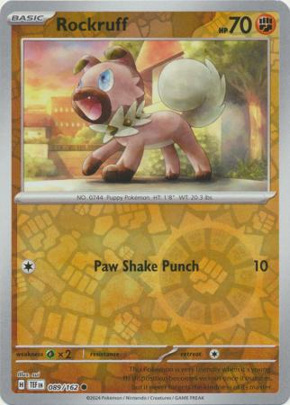 Scarlet & Violet: Temporal Forces: 089/162 - Rockruff - Common Reverse Holo