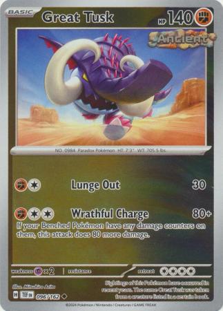 Scarlet & Violet: Temporal Forces: 096/162 - Great Tusk - Uncommon Reverse Holo