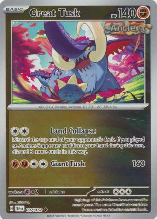 Scarlet & Violet: Temporal Forces: 097/162 - Great Tusk - Uncommon Reverse Holo