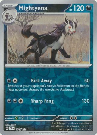 Scarlet & Violet: Temporal Forces: 106/162 - Mightyena - Common Reverse Holo