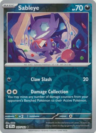 Scarlet & Violet: Temporal Forces: 107/162 - Sableye - Uncommon Reverse Holo