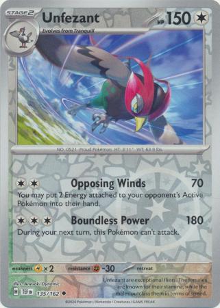 Scarlet & Violet: Temporal Forces: 135/162 - Unfezant - Uncommon Reverse Holo
