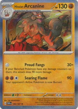 Scarlet & Violet: Twilight Masquerade : 100/167 - Hisuian Arcanine - Holo Rare