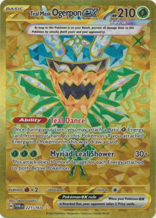 Scarlet & Violet: Twilight Masquerade : 221/167 - Teal Mask Ogerpon ex - Gold Secret Rare