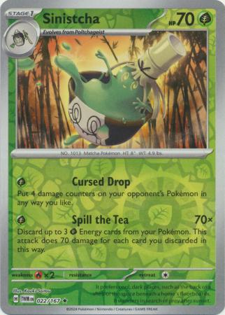 Scarlet & Violet: Twilight Masquerade : 022/167 - Sinistcha - Holo Rare Reverse Holo
