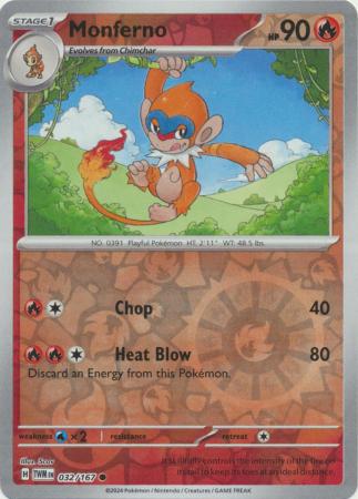 Scarlet & Violet: Twilight Masquerade : 032/167 - Monferno - Common Reverse Holo