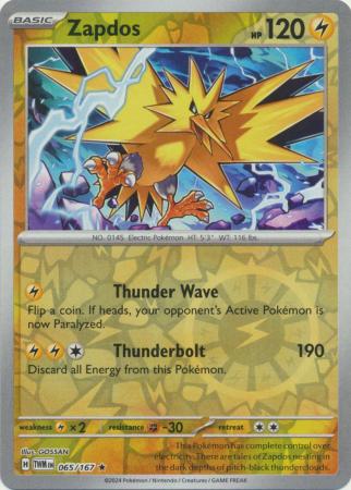 Scarlet & Violet: Twilight Masquerade : 065/167 - Zapdos - Holo Rare Reverse Holo