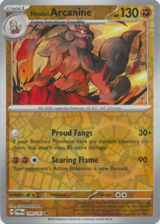 Scarlet & Violet: Twilight Masquerade : 100/167 - Hisuian Arcanine - Holo Rare Reverse Holo