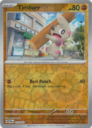 Scarlet & Violet: Twilight Masquerade : 103/167 - Timburr - Common Reverse Holo